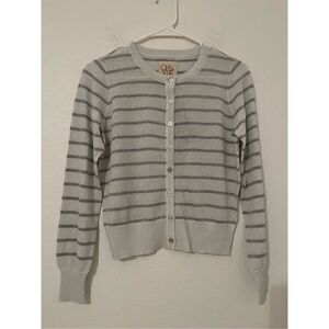 Chaser Long Sleeve Grey Striped Button Up Cardigan NEW